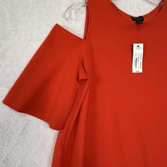 NEW Worthington Woman's Knit Blouse Orange Cold Shoulder 3/4 Sleeve Size Medium - Picture 7 of 16